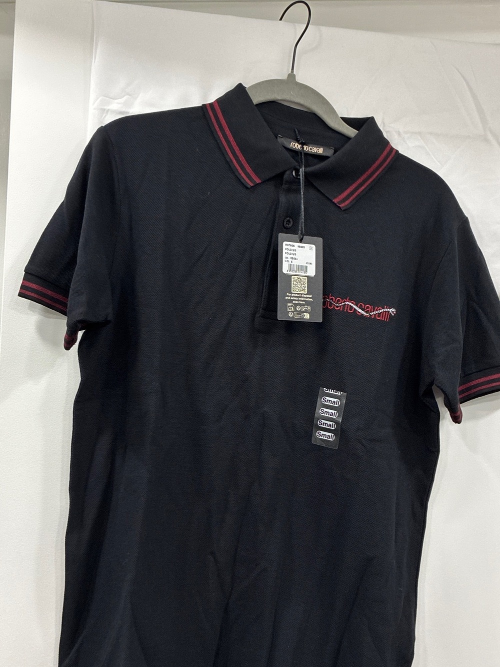 Roberto Cavalli Men’s Black Polo Shirt Small NWT Authentic Designer Tee